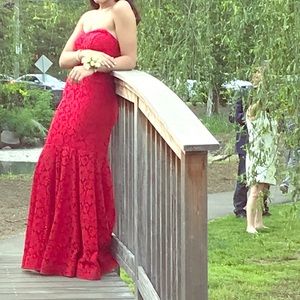 Red lace gown